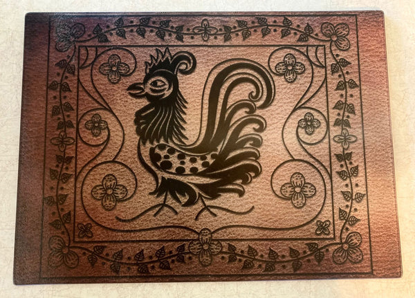 The Ancient Rooster - Tempered Glass Cutting Board - Two Sizes