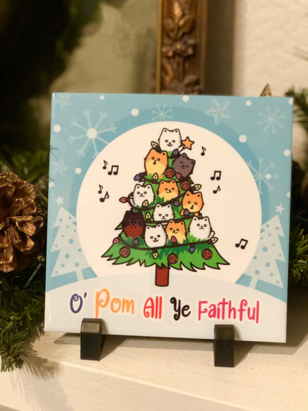 Merry Schipmas! Schipperke and Pomeranian Christmas Tiles