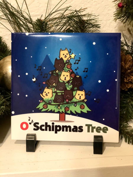 Merry Schipmas! Schipperke and Pomeranian Christmas Tiles