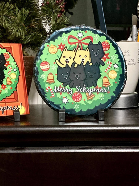 Merry Schipmas! Schipperke and Pomeranian Christmas Tiles