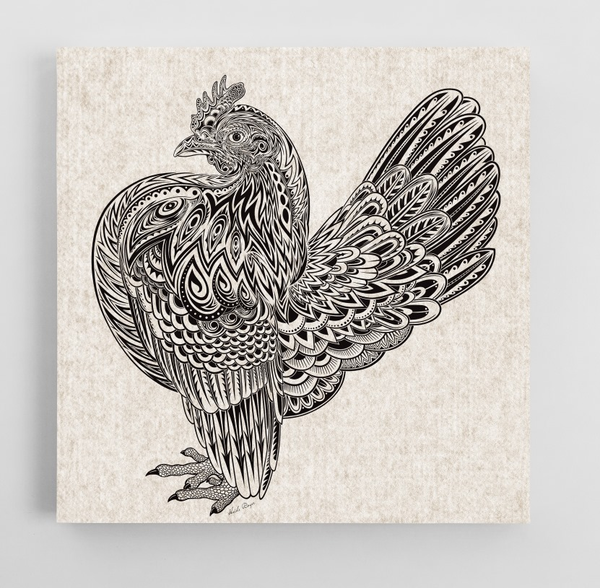 Tribal Serama Hen - Canvas Art